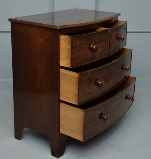 fig 3. Early Victorian Flame Mahogany Bow-Front Chest Of Drawers