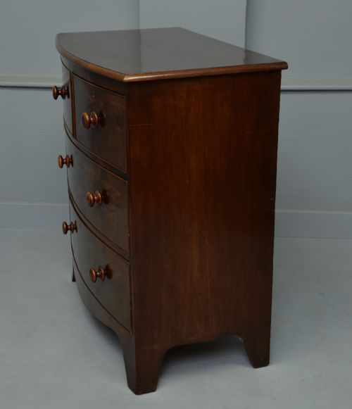 fig 4. Early Victorian Flame Mahogany Bow-Front Chest Of Drawers