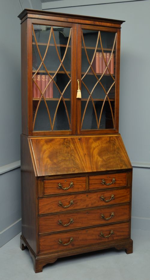 1920s Georgian Revival Mahogany Bureau Bookcase