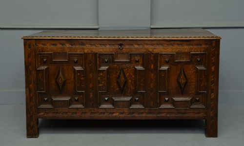 17th Century Geometric Oak Coffer