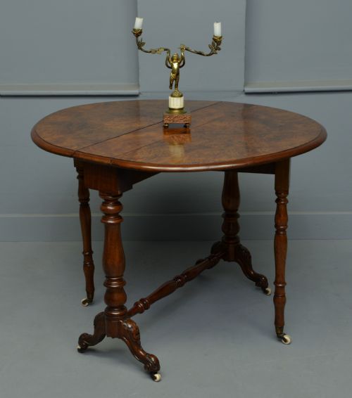 Victorian Burr-walnut Sutherland / Drop-leaf Table