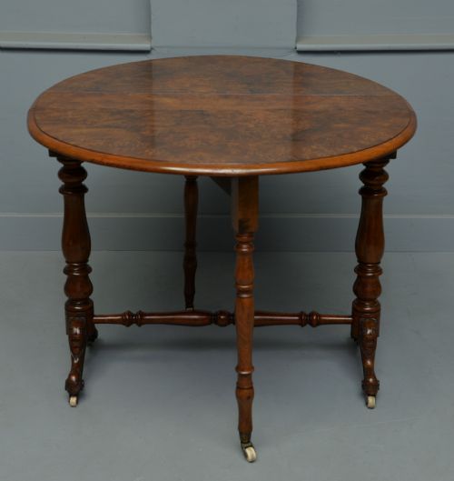 fig 2. Victorian Burr-Walnut Sutherland / Drop-Leaf Table