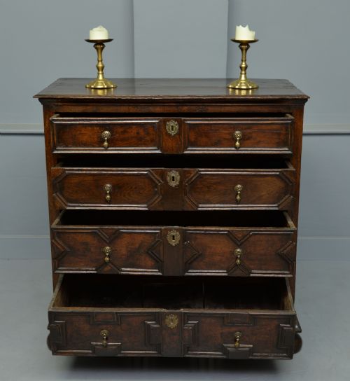 fig 1. Charles II Oak Geometric Chest Of Drawers C.1680