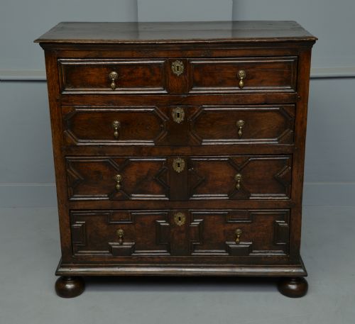 fig 2. Charles II Oak Geometric Chest Of Drawers C.1680