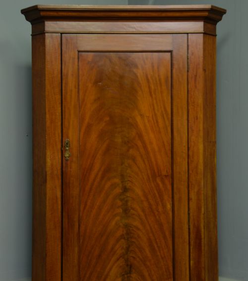 fig 1. Victorian Solid Figured Mahogany Corner Hall Robe Wardrobe / Coat Cupboard