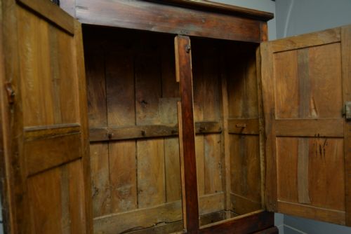 fig 3. Charming 17th Century Oak Two Part Livery Cupboard / Wardrobe 