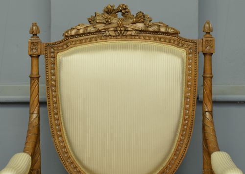 fig 3. Antique Louis XVI Style Carved Walnut Armchair