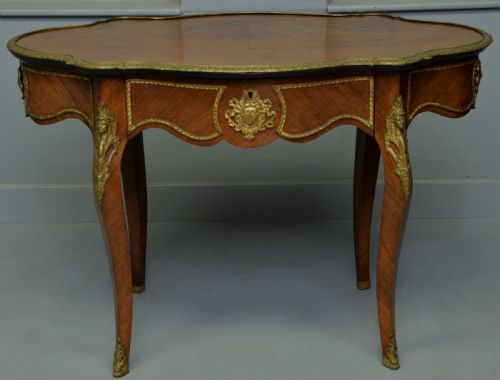 fig 1. Late 19th Century Louis XV Style Kingwood Centre Table / Hall Table / Dressing Table