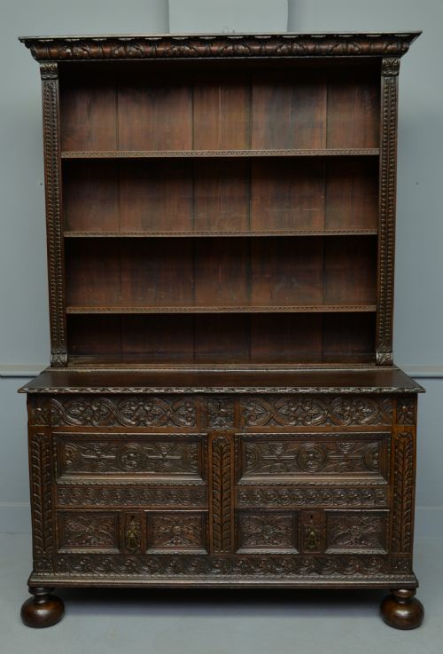fig 3. Adapted 17th Century Carved Oak Mule Chest / Bookcase