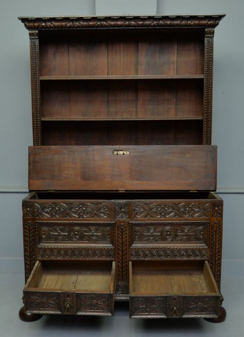 fig 4. Adapted 17th Century Carved Oak Mule Chest / Bookcase