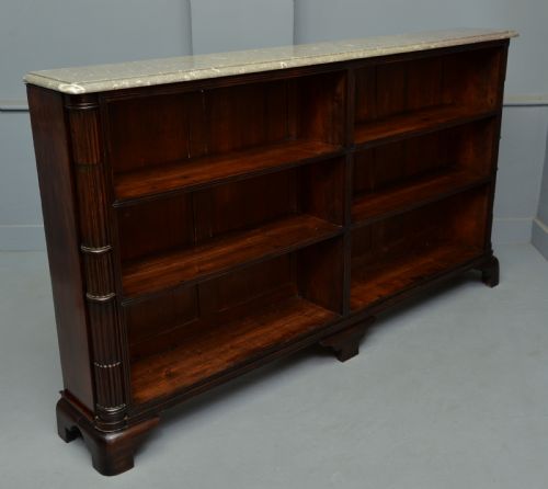 fig 1. Regency Mahogany Open Bookcase- Fossil Limestone Top