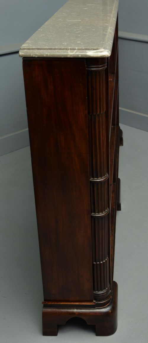 fig 3. Regency Mahogany Open Bookcase- Fossil Limestone Top