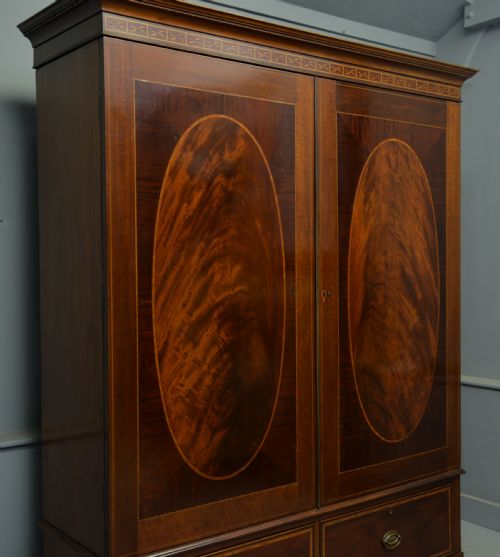 fig 3. Elegant Edwardian Marquetry Inlaid Mahogany Wardrobe
