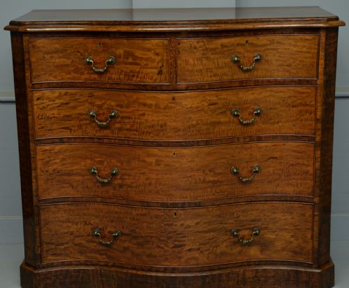 fig 3. Stunning Victorian Dark Birch Serpentine Chest Of Drawers