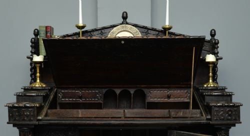 fig 4. Adapted 17th Century Carved Oak Cupboard / Standing Bureau