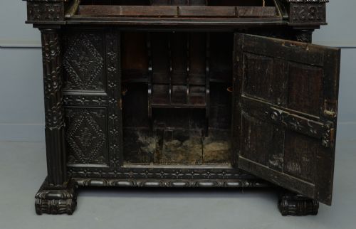 fig 5. Adapted 17th Century Carved Oak Cupboard / Standing Bureau