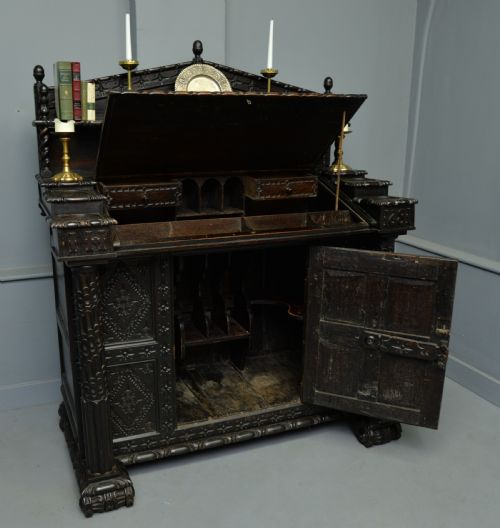fig 6. Adapted 17th Century Carved Oak Cupboard / Standing Bureau