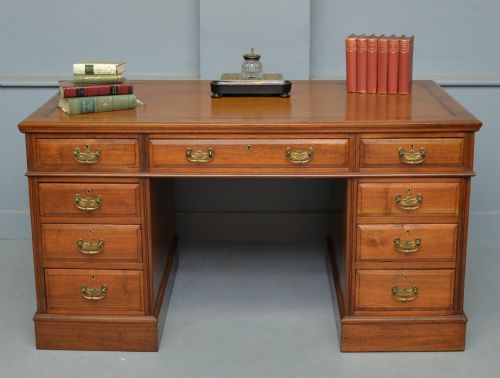 Victorian Walnut Pedestal Desk