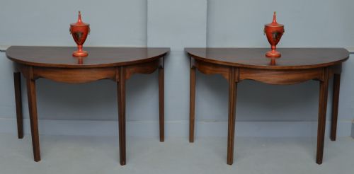 Pair of Georgian Mahogany Demi-lune Console Tables
