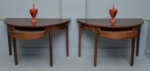 fig 2. Pair Of Georgian Mahogany Demi-Lune Console Tables