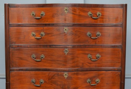 fig 1. Fine & Rare Georgian Large Mahogany Serpentine Chest Of Drawers