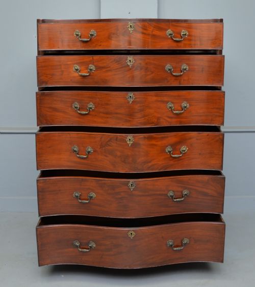 fig 3. Fine & Rare Georgian Large Mahogany Serpentine Chest Of Drawers