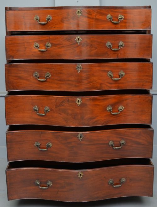 fig 4. Fine & Rare Georgian Large Mahogany Serpentine Chest Of Drawers