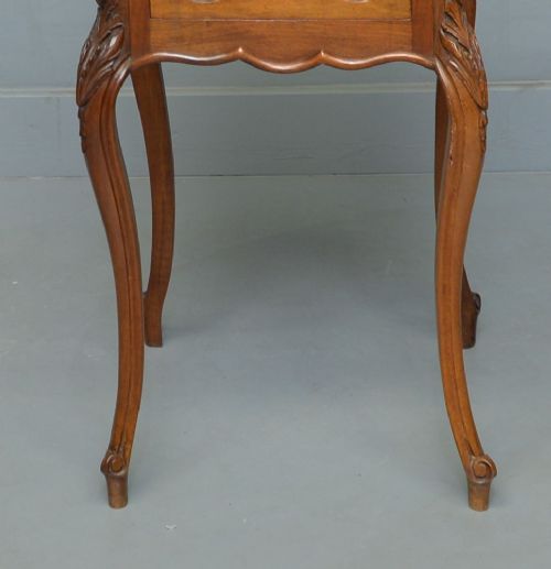 fig 2. Pretty French Walnut Bedside Marble-Top Cabinet