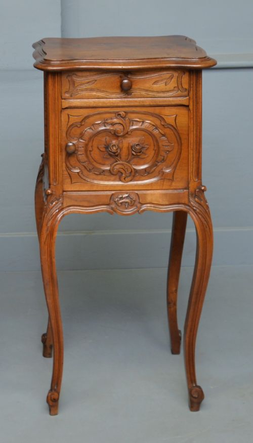 Pretty French Walnut Bedside Cabinet