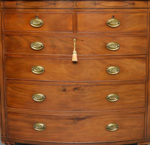 fig 1. Elegant Regency Mahogany Bow-Front Chest Of Drawers