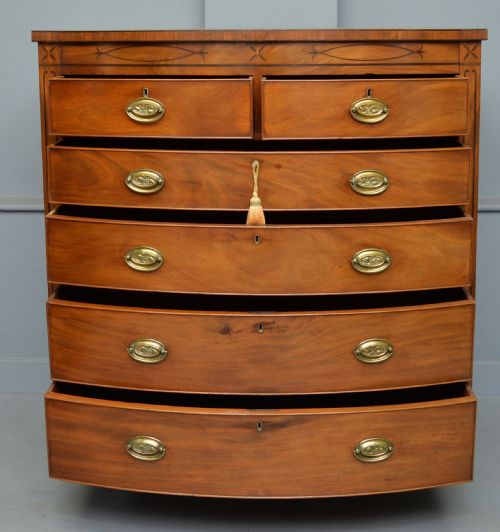 fig 3. Elegant Regency Mahogany Bow-Front Chest Of Drawers