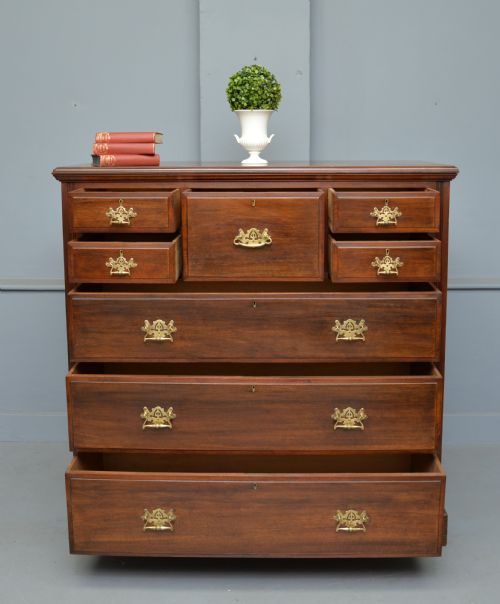 fig 1. Handsome Large Edwardian Walnut Chest Of Drawers 