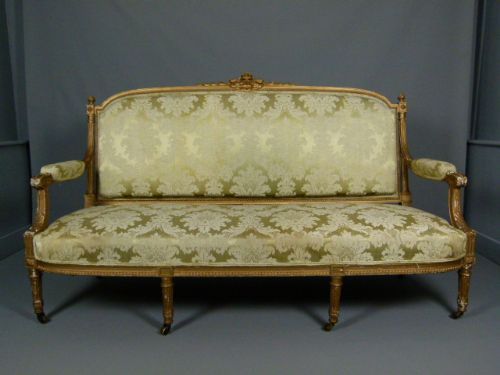 Elegant French  Louis Xvi Revival Giltwood Sofa
