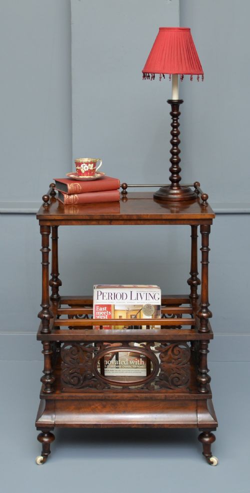 fig 1. Victorian Burr  Walnut Canterbury Whatnot