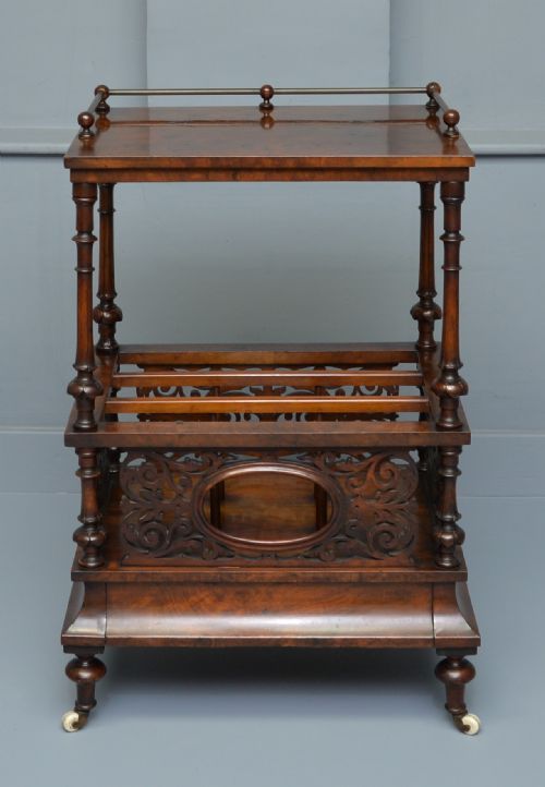 fig 2. Victorian Burr  Walnut Canterbury Whatnot