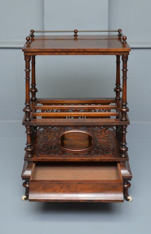 fig 3. Victorian Burr  Walnut Canterbury Whatnot