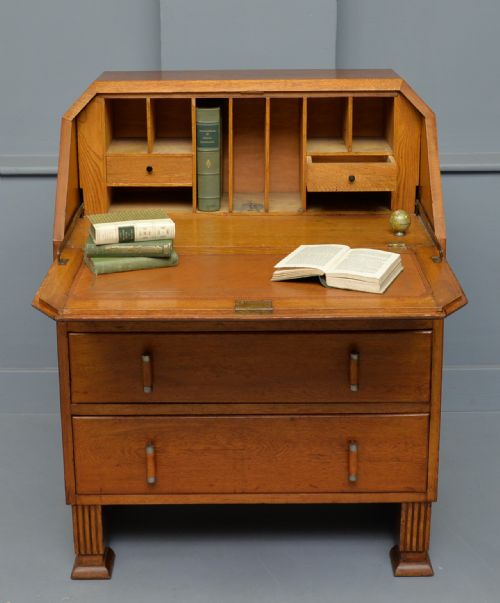 art deco solid oak bureau desk - CATEGORY: ANTIQUE BUREAU - DATED 1930