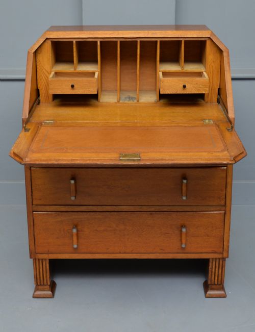 ART DECO SOLID OAK BUREAU DESK - ADDITIONAL PHOTO 3