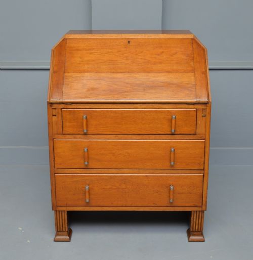 ART DECO SOLID OAK BUREAU DESK - ADDITIONAL PHOTO 4