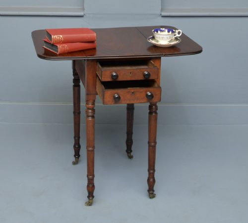 ELEGANT REGENCY MAHOGANY PEMBROKE WORK LAMP SIDE TABLE - ADDITIONAL PHOTO 2