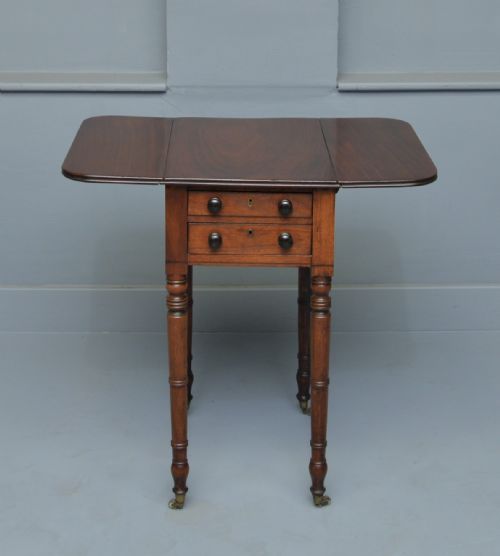 ELEGANT REGENCY MAHOGANY PEMBROKE WORK LAMP SIDE TABLE - ADDITIONAL PHOTO 3