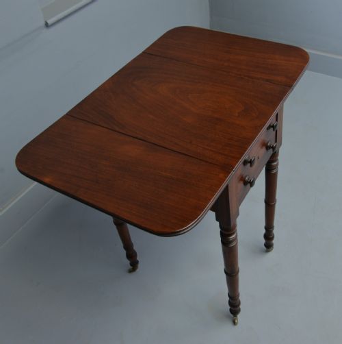 ELEGANT REGENCY MAHOGANY PEMBROKE WORK LAMP SIDE TABLE - ADDITIONAL PHOTO 9