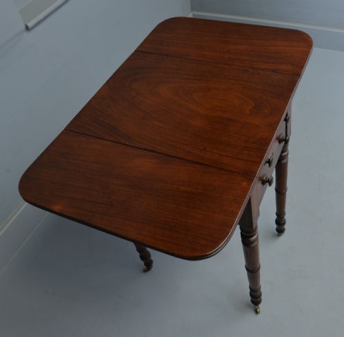 ELEGANT REGENCY MAHOGANY PEMBROKE WORK LAMP SIDE TABLE - ADDITIONAL PHOTO 10