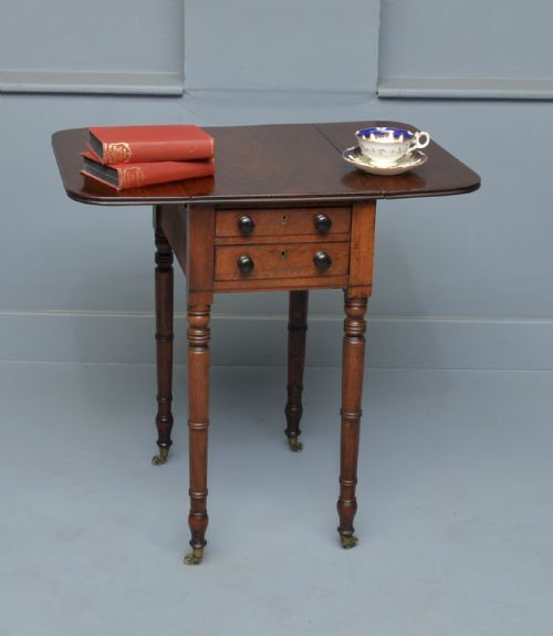 ELEGANT REGENCY MAHOGANY PEMBROKE WORK LAMP SIDE TABLE - ADDITIONAL PHOTO 12