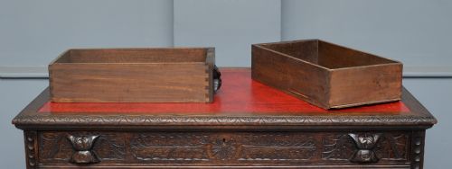 VICTORIAN CARVED SOLID OAK PEDESTAL DESK - ADDITIONAL PHOTO 4