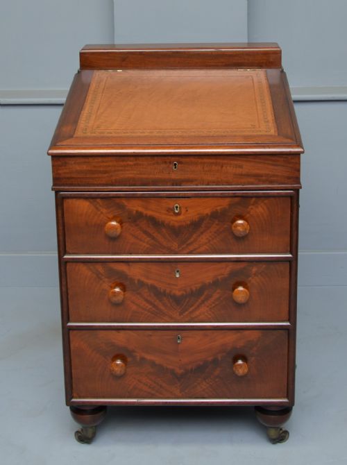 late georgian mahogany sliding top davenport desk - CATEGORY: ANTIQUE DESKS - DATED GEORGIAN
