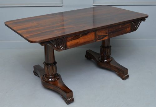 william iv rosewood library writing table - CATEGORY: ANTIQUE TABLES - DATED 19TH CENTURY