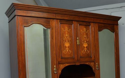 SHERATON REVIVAL ROSEWOOD INLAID COMPACTUM WARDROBE - ADDITIONAL PHOTO 1