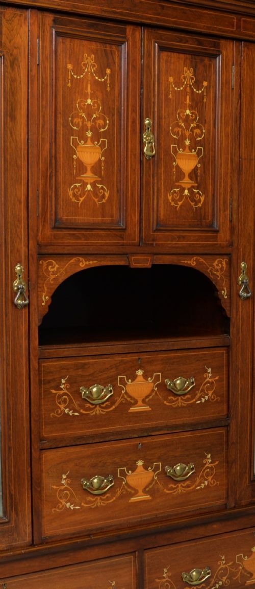 SHERATON REVIVAL ROSEWOOD INLAID COMPACTUM WARDROBE - ADDITIONAL PHOTO 2