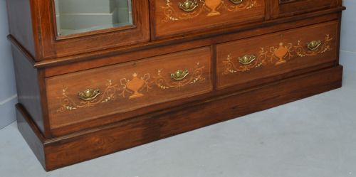 SHERATON REVIVAL ROSEWOOD INLAID COMPACTUM WARDROBE - ADDITIONAL PHOTO 3